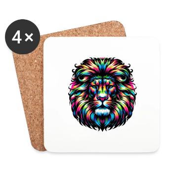Lion - Dessous de verre (lot de 4) - blanc - Devant
