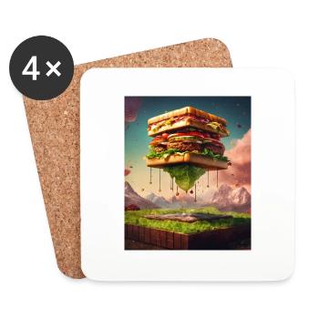 3D Burgerwürfel: Digitale Kunst - Untersetzer (4er-Set) - Weiß - Vorne
