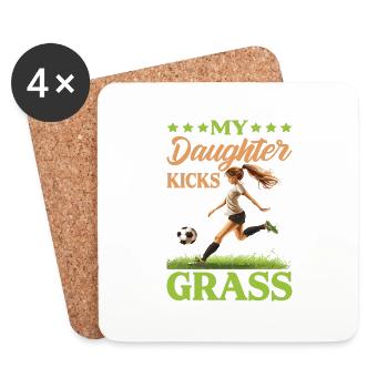 Ma fille donne un coup de pied à l'herbe 5 - Dessous de verre (lot de 4) - blanc - Devant