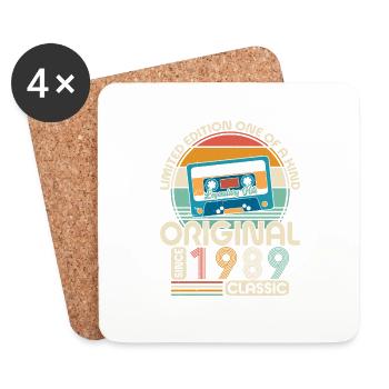 Unique 1989 Vintage Vintage Design - Coasters (set of 4) - white - Front