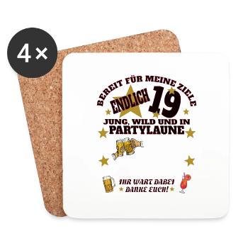 19th Birthday Man and Woman Guestbook - Coasters (set of 4) - white - Front