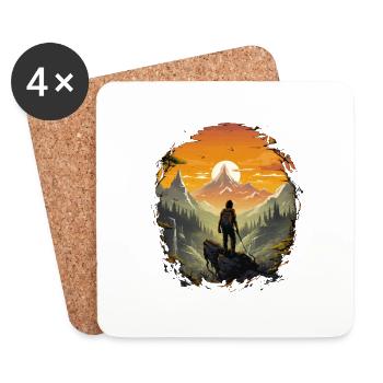 Randonnée Aventure Randonnée Montagne Randonnée Camping - Dessous de verre (lot de 4) - blanc - Devant