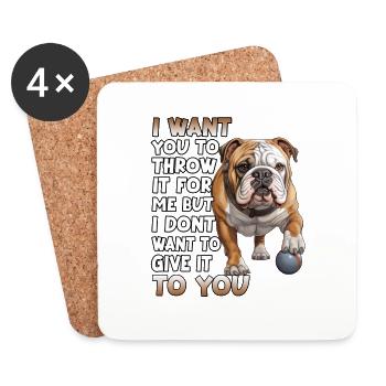 Bulldog anglais Amoureux des chiens Bulldogs - Dessous de verre (lot de 4) - blanc - Devant