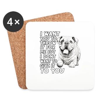 Tenue de promenade pour Bulldogs anglais - Dessous de verre (lot de 4) - blanc - Devant