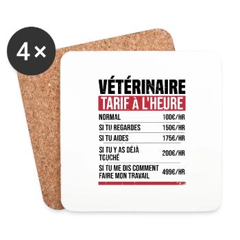 Tierarzt Stundensatz Humor Geschenkidee - Untersetzer (4er-Set) - Weiß - Vorne