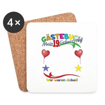 19th Birthday Man and Woman Guestbook - Coasters (set of 4) - white - Front