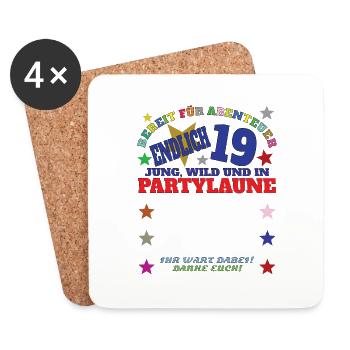 19th Birthday Man and Woman Guestbook - Coasters (set of 4) - white - Front
