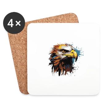Tête d’aigle Pop Art - Dessous de verre (lot de 4) - blanc - Devant
