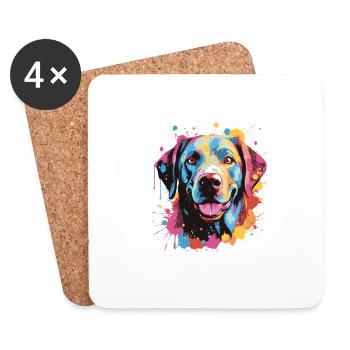 Labrador Hund Pop Art Kopf - Untersetzer (4er-Set) - Weiß - Vorne