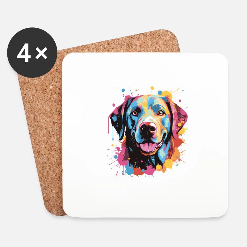 Labrador Hund Pop Art Kopf - Untersetzer (4er-Set) - Weiß