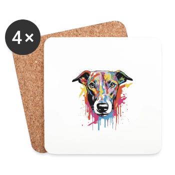 Greyhound Hund Pop Art Kopf - Untersetzer (4er-Set) - Weiß - Vorne