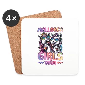 Mallorca Girls Tour Unicorn Party Holidays - Coasters (set of 4) - white - Front