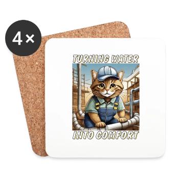 KATZE INSTALLATEUR Turning Water into Comfort - Untersetzer (4er-Set) - Weiß - Vorne
