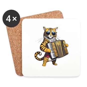 CAT ACCORDION - Coasters (set of 4) - white - Front