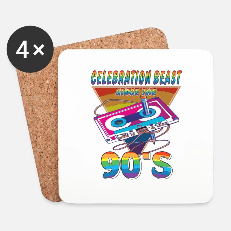 KASSETTE CELEBRATION BEAST 90ER - Untersetzer (4er-Set) - Weiß