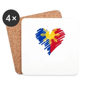 Philippinen Filipino Flagge Stolz I Geschenk - Untersetzer (4er-Set) - Weiß - Vorne