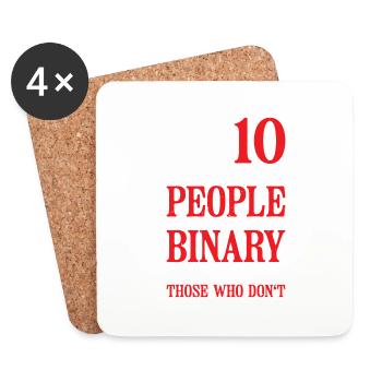 There Are 10 Types Of People, Binary Joke 12 - Coasters (set of 4) - white - Front