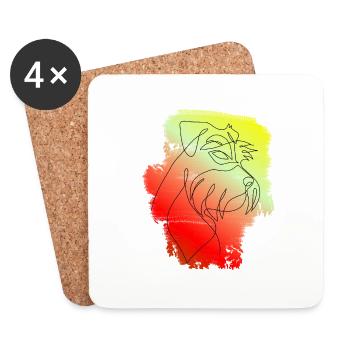 FARBE SCHNAUZER ONE LINE - Untersetzer (4er-Set) - Weiß - Vorne