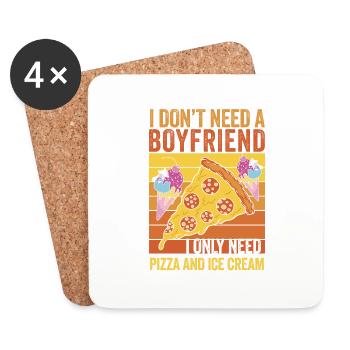 Pizza & Eis: Meine Wahren Lieben - Untersetzer (4er-Set) - Weiß - Vorne