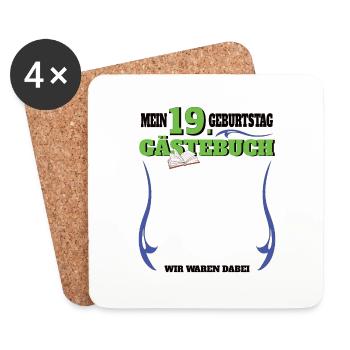 19th Birthday Man and Woman Guestbook - Coasters (set of 4) - white - Front