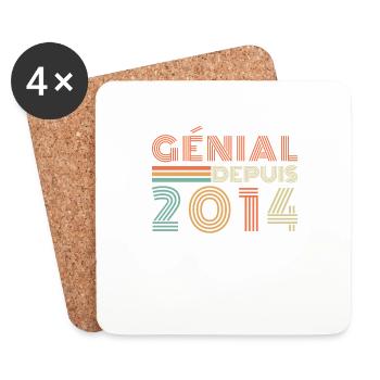 Génial Depuis 2014 Cadeau Retro Anniversaire - Dessous de verre (lot de 4) - blanc - Devant