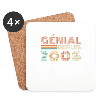 Génial Depuis 2006 Cadeau Retro Anniversaire - Dessous de verre (lot de 4) - blanc - Devant