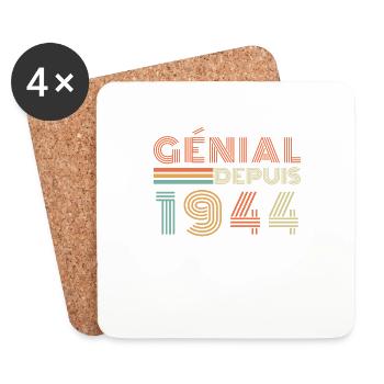 Génial Depuis 1944 Cadeau Retro Anniversaire - Dessous de verre (lot de 4) - blanc - Devant
