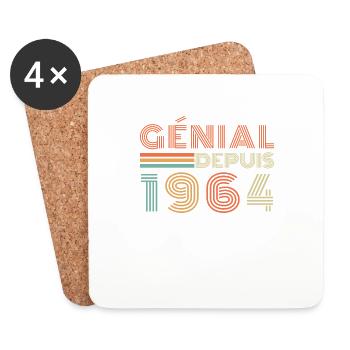 Génial Depuis 1964 Cadeau Retro Anniversaire - Dessous de verre (lot de 4) - blanc - Devant