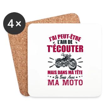 In My Head I Ride Motorcycle - Biker Gift - Coasters (set of 4) - white - Front