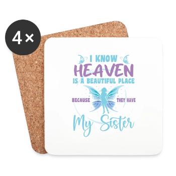 Sister Is My Guardian Angel In Heaven Memorial Day - Coasters (set of 4) - white - Front