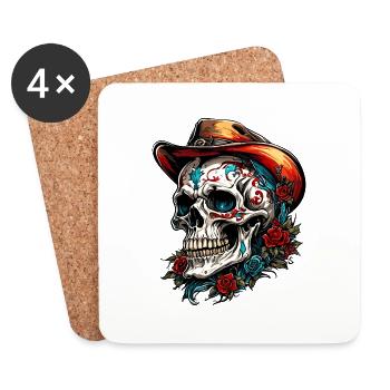 Skull / Totenkopf / Skelett / Gothic / Tattoo - Untersetzer (4er-Set) - Weiß - Vorne