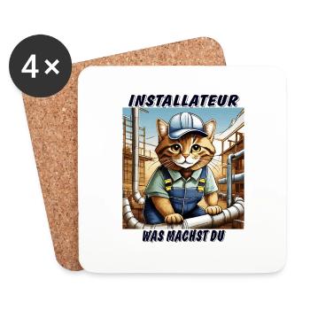 INSTALLATEUR DE CHAT - Dessous de verre (lot de 4) - blanc - Devant