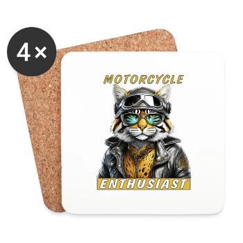 KATZE LEDERJACKE MOTORCYCLE ENTHUSIAST - Untersetzer (4er-Set) - Weiß - Vorne