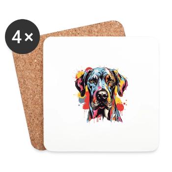 Dogue allemand chien Pop Art tête - Dessous de verre (lot de 4) - blanc - Devant
