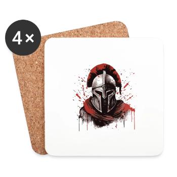 Spartaner Helm Krieger Sparta Kopf - Untersetzer (4er-Set) - Weiß - Vorne