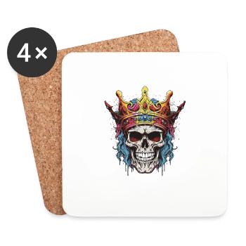 Skull King Crown Skeleton Pop Art - Coasters (set of 4) - white - Front