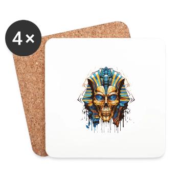 Crâne de pharaon squelette Pop Art - Dessous de verre (lot de 4) - blanc - Devant