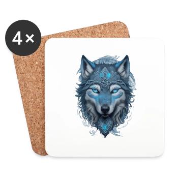 Wolf mit keltischen Mustern - Untersetzer (4er-Set) - Weiß - Vorne