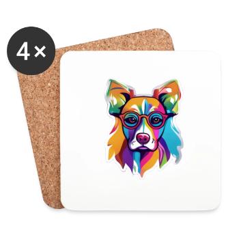 Bunter Hund - Untersetzer (4er-Set) - Weiß - Vorne