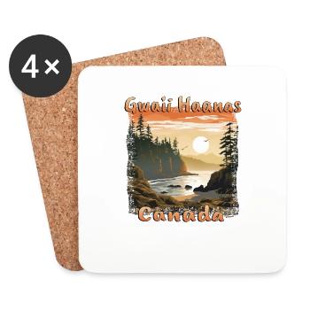Parc national Gwaii Haanas Canada Coucher de soleil Grunge - Dessous de verre (lot de 4) - blanc - Devant