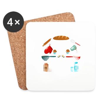 Cuisson Jeu de mots Cuire Cuisinier Chef Boulanger - Dessous de verre (lot de 4) - blanc - Devant