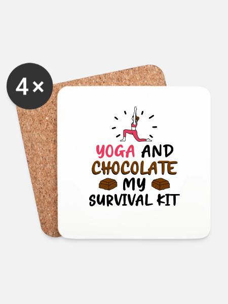 Yoga Und Schokolade - Tahirt Lustiges Yoga - Untersetzer (4er-Set) - Weiß