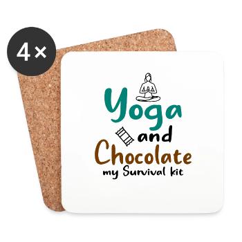 Yoga and Chocolate - Tahirt Funny Yoga - Coasters (set of 4) - white - Front