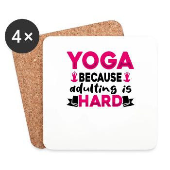 Emménager est difficile - Tahirt Funny Yoga - Dessous de verre (lot de 4) - blanc - Devant