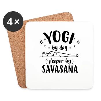 Yogi by Day - Shirt Funny Yoga - Coasters (set of 4) - white - Front