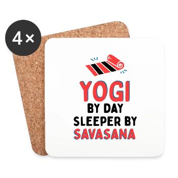 Yogi by Day - Shirt Funny Yoga - Coasters (set of 4) - white - Front