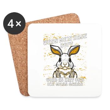 HASE RUFT ZUM GEHEN - Untersetzer (4er-Set) - Weiß - Vorne