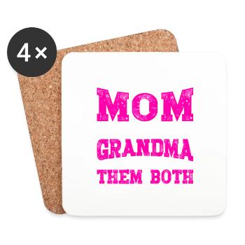 J’ai deux titres maman et grand-mère cadeau de fête des mères - Dessous de verre (lot de 4) - blanc - Devant
