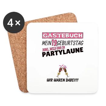 19th Birthday Man and Woman Guestbook - Coasters (set of 4) - white - Front