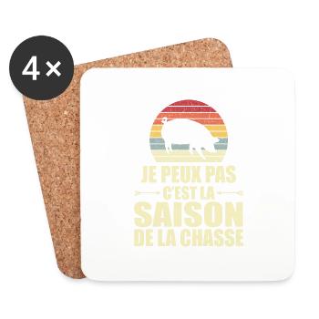 Je Peux Pas C'est La Saison De La Chasse - Dessous de verre (lot de 4) - blanc - Devant